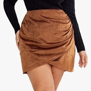 NWOT Velvet High Waist Ruched Wrap Bodycon Skirt 3X